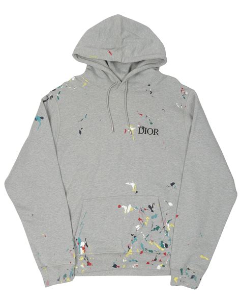 dior hoodie grey|dior paint splatter hoodie.